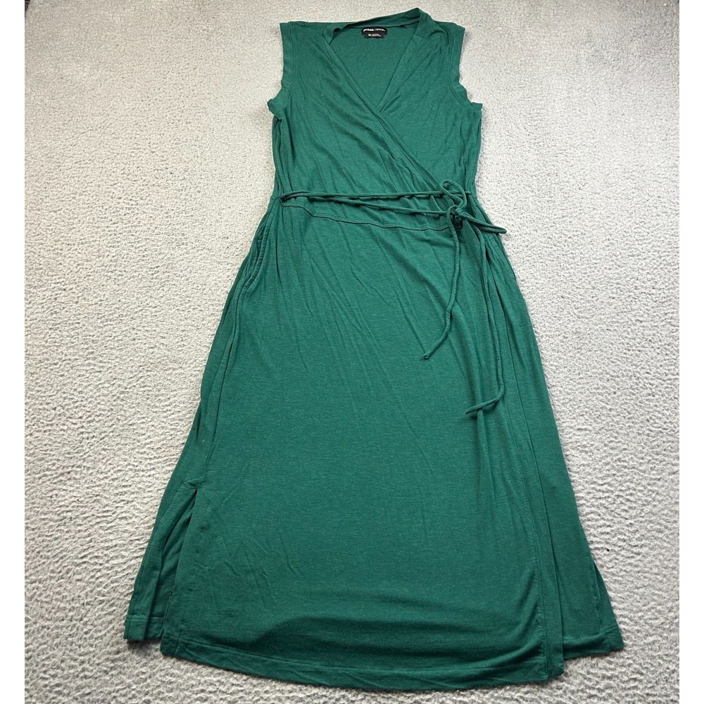 Prana Dress Women Green Foundation Sleeveless True Wrap Midi Pockets Size Medium